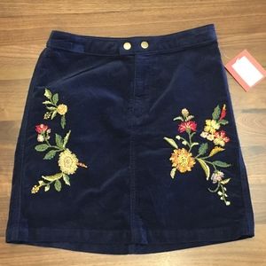 NWT Mossimo Corduroy Embroidered Skirt